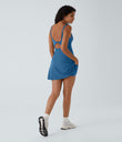 SoftlyZero™ Plush Double Straps 2-Piece Pocket Slip Dance Active Dress A-D Cups - Gloomy Blue