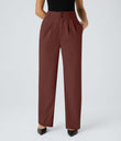 Halara Flex™ High Waisted Zipper Pocket Shirred Straight Leg Work Pants - Biking Red