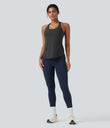 Halara UltraSculpt™ Round Neck Crisscross Back Running Tank Tops DD-F Cups - Volcanic Ash