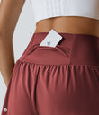 SoftlyZero™ Airy Super High Waisted 2-in-1 Cool Touch Yoga Shorts with Pockets - Madder Brown