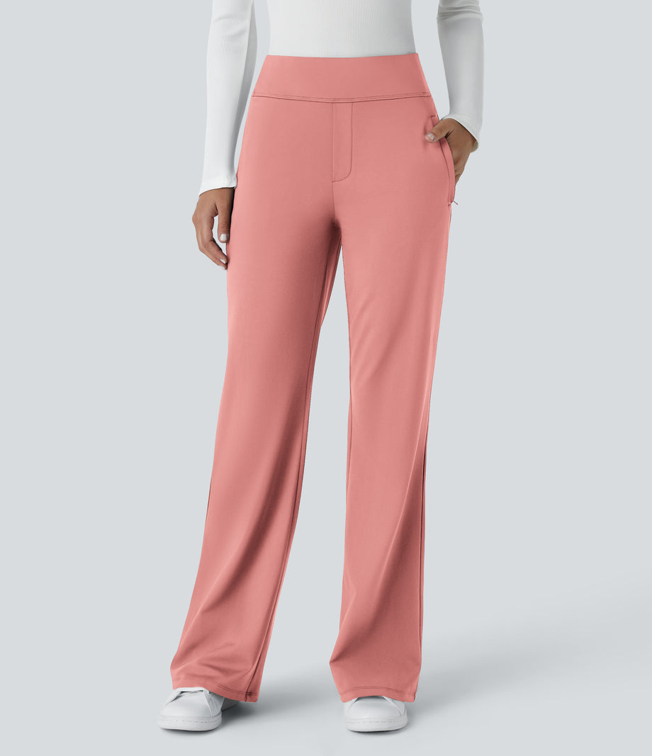 Halara Flex™ DayStretch Mid Rise Side Zipper Pocket Work Flare Pants - Candy Pink
