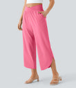 Breezeful™ High Waisted Crossover Quick Dry Resort Pants with Pockets - Pink Lemonade