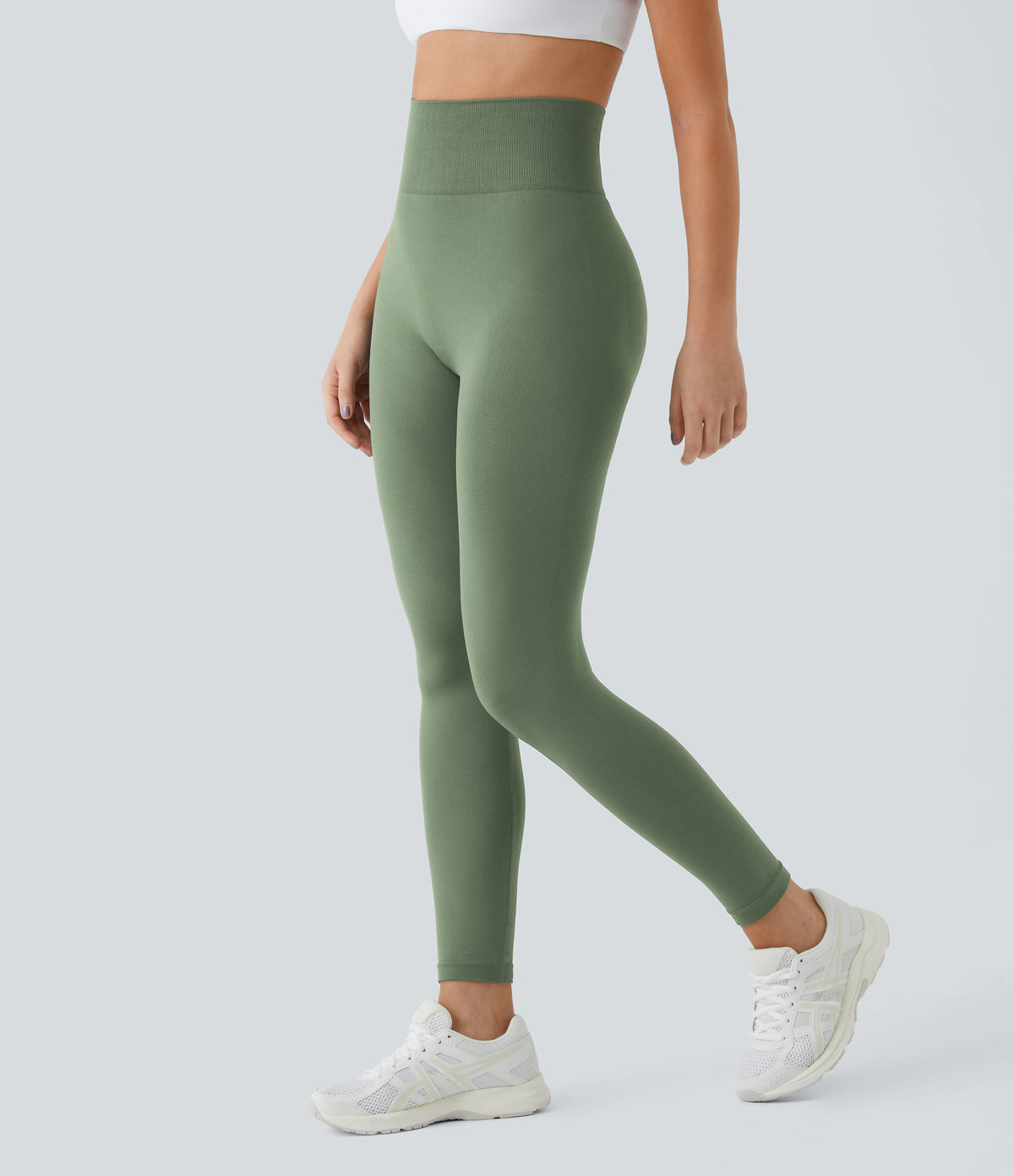 OneForm Seamless Flow High Waisted Ruched Plain Leggings - Sea Spray