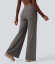 DayStretch High Waisted Tummy Control Wide Leg Baggy Yoga Pants with Pockets - Deep Red Grey
