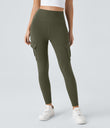 DayStretch High Waisted Cargo Pocket Skinny Yoga Leggings - Forest Night