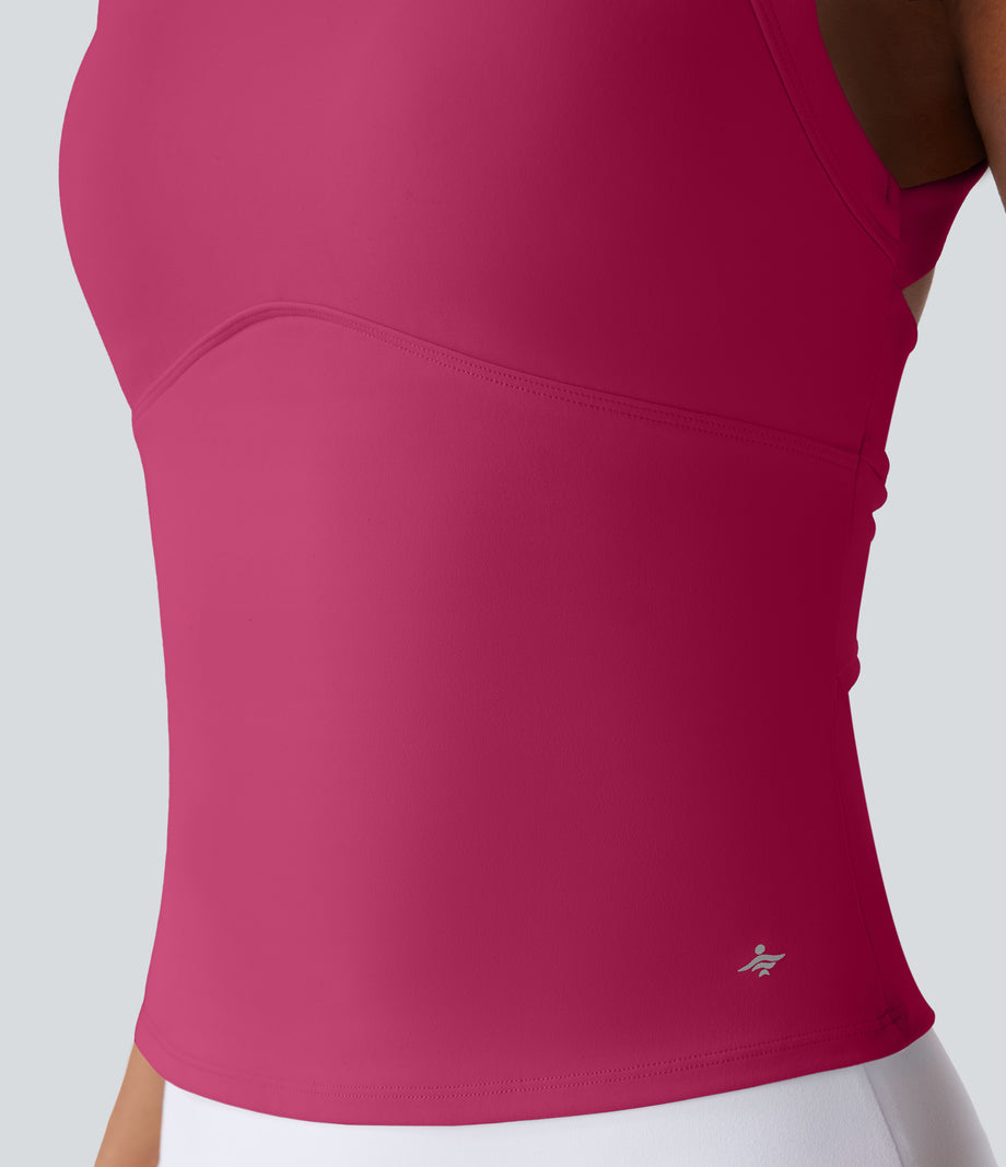 SoftlyZero™ Plush Cut Out Yoga Tank Top A-D Cups - Cherries Jubilee