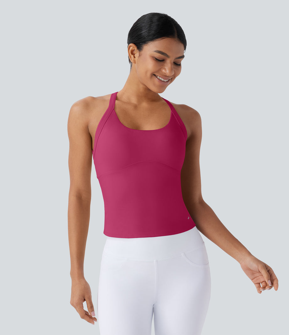 SoftlyZero™ Plush Cut Out Yoga Tank Top A-D Cups - Cherries Jubilee
