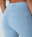 Halara Flex™ High Waisted Pocket Denim Capri Casual Leggings - Washed Denim Sunny Blue