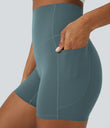 Halara UltraSculpt™ High Waisted Tummy Control Side Pocket Shaping Training Biker Shorts 5'' - North Atlantic