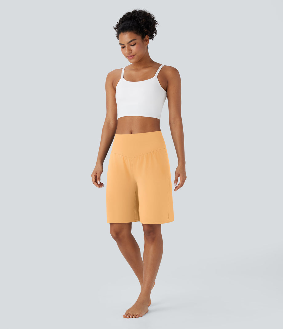 SoftlyZero™ Airy High Waisted Pockets Cool Touch Yoga Bermuda Shorts - Sunburst