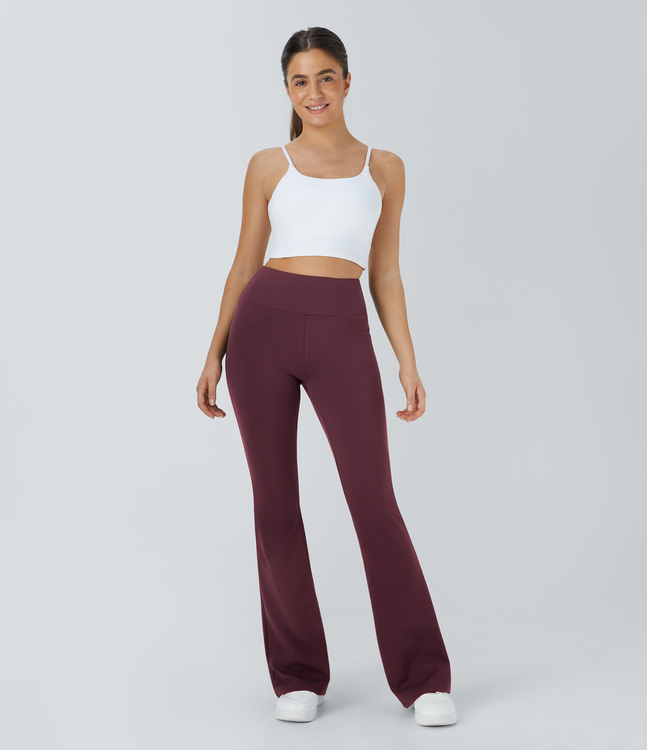 DayStretch High Waisted Pocket Flare Yoga Leggings - Red Mahogany