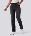 Halara Flex™ High Waisted Pockets Washed Casual Bootcut Jeans - Deep Ink Black Denim