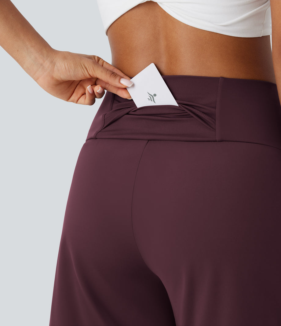 SoftlyZero™ Airy High Waisted Pockets Cool Touch Yoga Bermuda Shorts - Fig