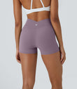 SoftlyZero™ High Waisted Crossover Plain Yoga Biker Shorts 3''-UPF50+ - Cinnabar Purple