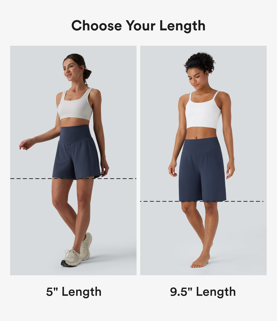 SoftlyZero™ Airy High Waisted Pockets Cool Touch Yoga Bermuda Shorts - Mood Indigo