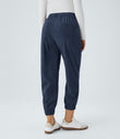 Mid Rise Zipper Pockets Corduroy Casual Joggers - Foggy Blue