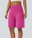 SoftlyZero™ Airy High Waisted Pockets Cool Touch Yoga Bermuda Shorts - Fuchsia Fedora