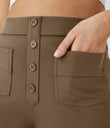 DayStretch High Waisted Pockets Straight Leg Casual Pants - Sepia