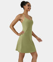 SoftlyZero™ Airy Cut Out 2-in-1 Pocket Cool Touch Longer Active Dress-UPF50+ - Green Foliage