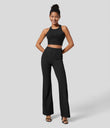 Halara Flex™ High Waisted Back Side Pocket Slight Flare Work Pants - Black