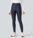 High Waisted Sheen 7/8 Leggings with Pockets - Blue Nights