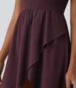 Breezeful™ High Low 2-Piece Pocket Flowy Midi Quick Dry Casual Dress - Amaranth