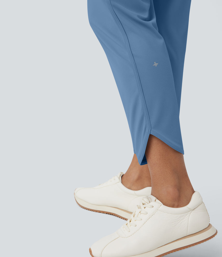 Mid Rise Drawstring Curved Hem Quick Dry Golf Tapered Pants with Pockets-UPF40+ - Cyaneus