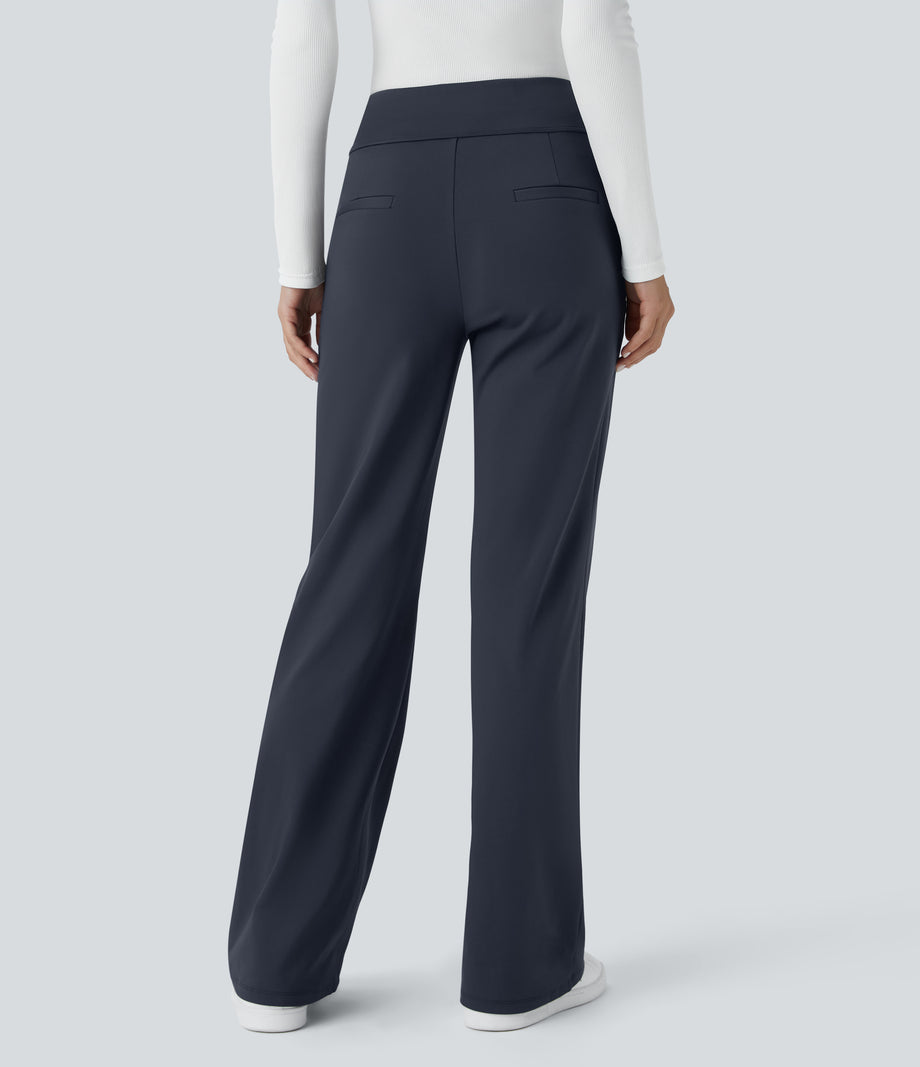 Halara Flex™ DayStretch Mid Rise Side Zipper Pocket Work Flare Pants - Midnight Blue