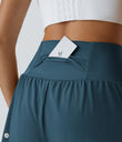 SoftlyZero™ Airy Super High Waisted 2-in-1 Cool Touch Yoga Shorts with Pockets - Majolica Blue