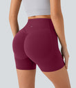 Halara UltraSculpt™ High Waisted Scrunch Butt Lifting Tummy Control Pocket Shaping Workout Biker Shorts 5'' - Red Plum