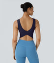 U Neck Crossover Barre Ballet Dance Tank Top A-D Cups - Evening Blue