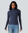 Halara HeatCore Turtleneck Long Sleeve Thumb Hole Casual Warming Top - Naval Academy