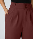 Halara Flex™ High Waisted Zipper Pocket Shirred Straight Leg Work Pants - Biking Red