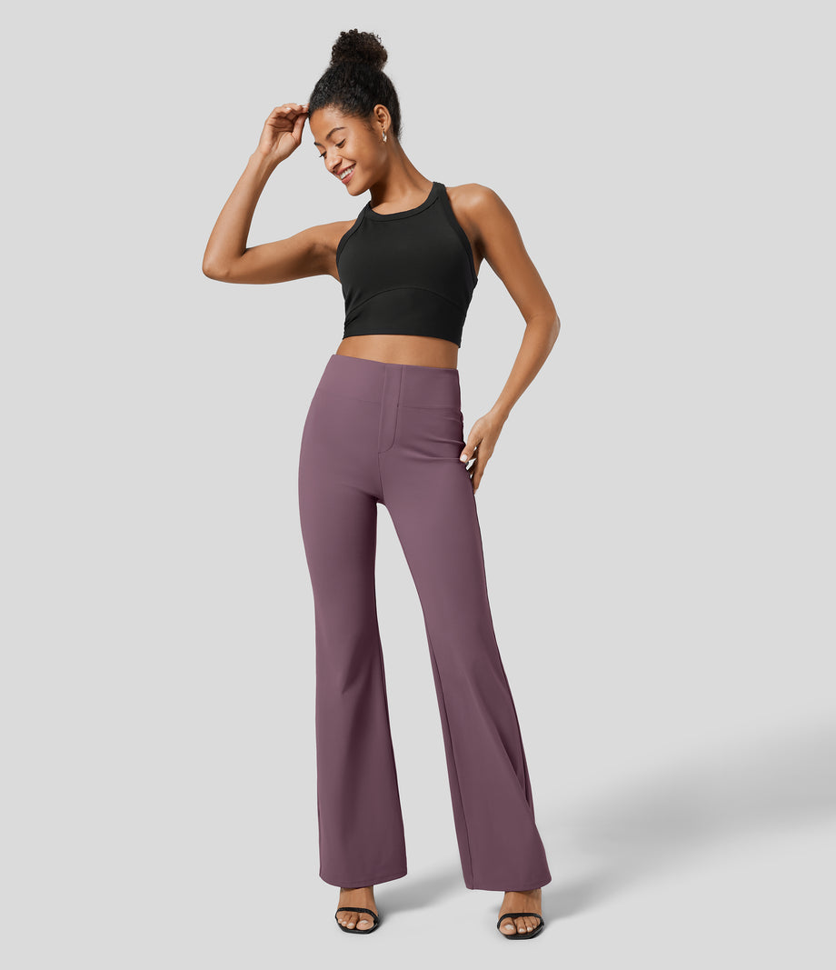 Halara Flex™ High Waisted Back Side Pocket Slight Flare Work Pants - Moonscape
