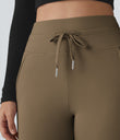 SoftlyZero™ Plush High Waisted Drawstring Pocket Plain Full Length Joggers - Chestnut Brown