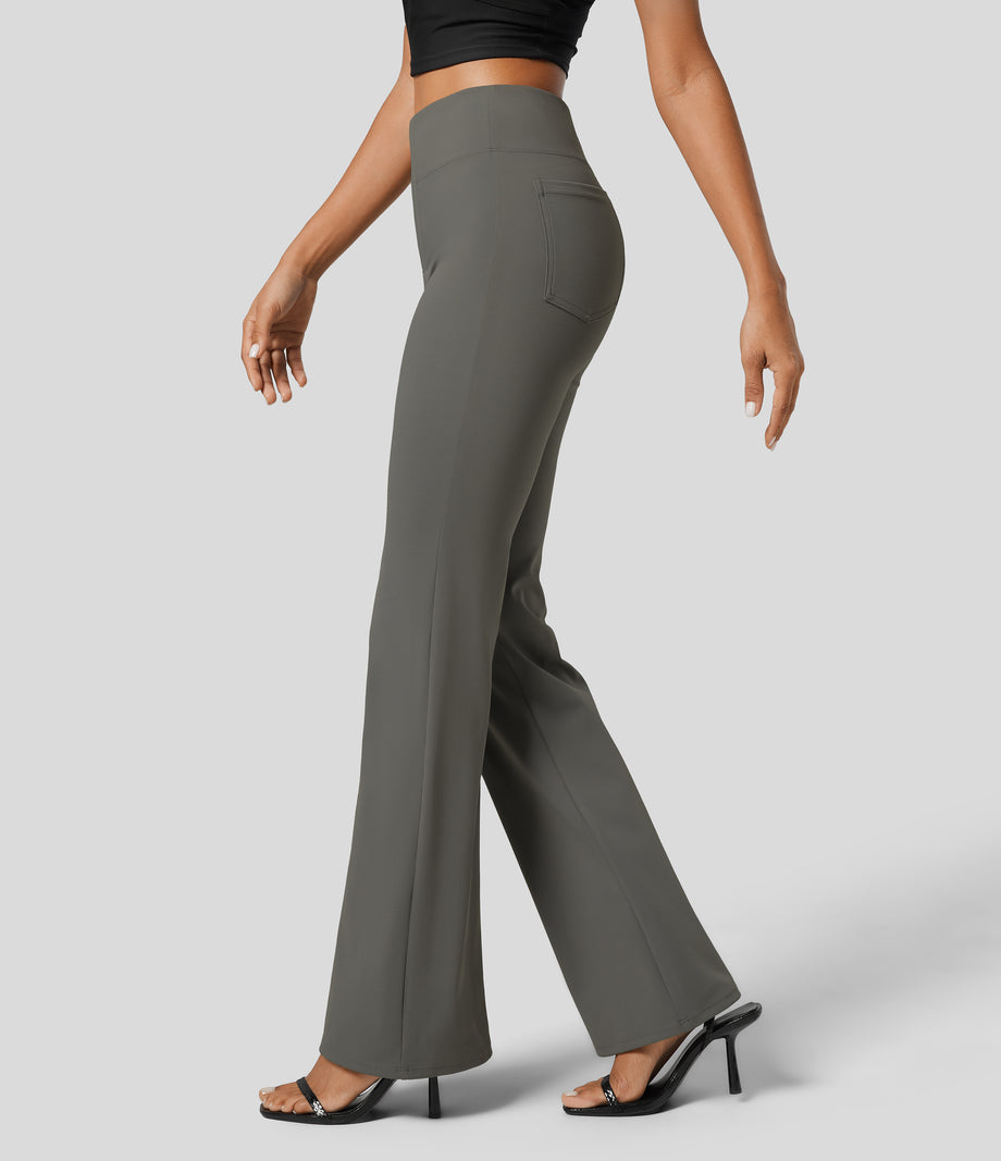 Halara Flex™ High Waisted Back Side Pocket Slight Flare Work Pants - Chimera