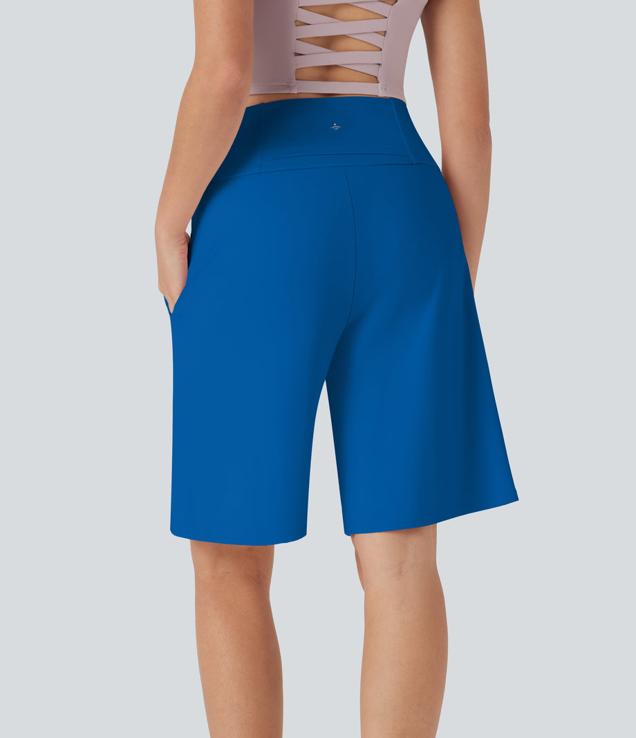 SoftlyZero™ Airy High Waisted Pockets Cool Touch Yoga Bermuda Shorts - Skydiver