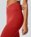 SoftlyZero™ Crossover Pocket Plain Leggings-UPF50+ - Valiant Poppy