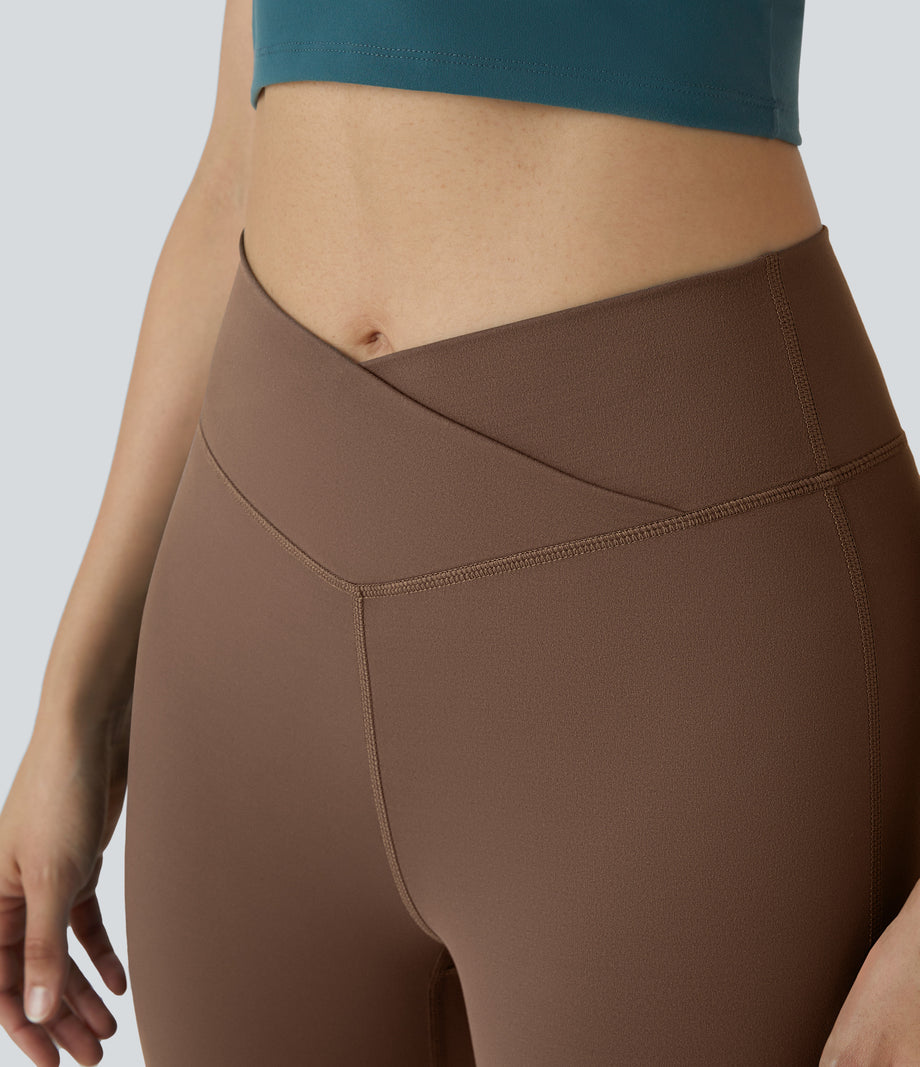 DayStretch High Waisted Crossover Flare Yoga Leggings - Bison