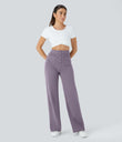 DayStretch High Waisted Pockets Straight Leg Casual Pants - Purple Ash