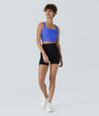 SoftlyZero™ Airy Square Neck Backless Crisscross Cropped Cool Touch Yoga Tank Top-UPF50+ - Aster Blue