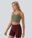 Double Straps Cropped Yoga Tank Top - Wild Grass Green