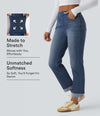 Halara Flex™ High Waisted Rolled Hem Casual Slim Jeans with Pockets - Estate Blue Denim