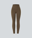 OneForm Seamless Flow High Waisted Ruched 7/8 Yoga Leggings - Dawn Brown