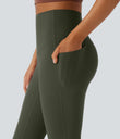 Halara UltraSculpt™ High Waisted Tummy Control Pocket Shaping Yoga Bootcut Leggings - Deep Woodland Green