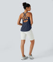 Halara UltraSculpt™ Round Neck Curved Hem Workout Tank Top - Mood Indigo