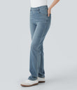 Halara Flex™ High Waisted Pockets Straight Leg Washed Casual Jeans - Cedar Blue Denim