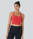 Crisscross Backless Built-in Bra Cropped Running Tank Top A-D Cups - Bittersweet