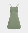 SoftlyZero™ Plush Double Straps 2-Piece Pocket Slip Dance Active Dress A-D Cups - Asparagus