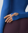 Solid Thumb Hole Yoga Sports Top - Nebulas Blue